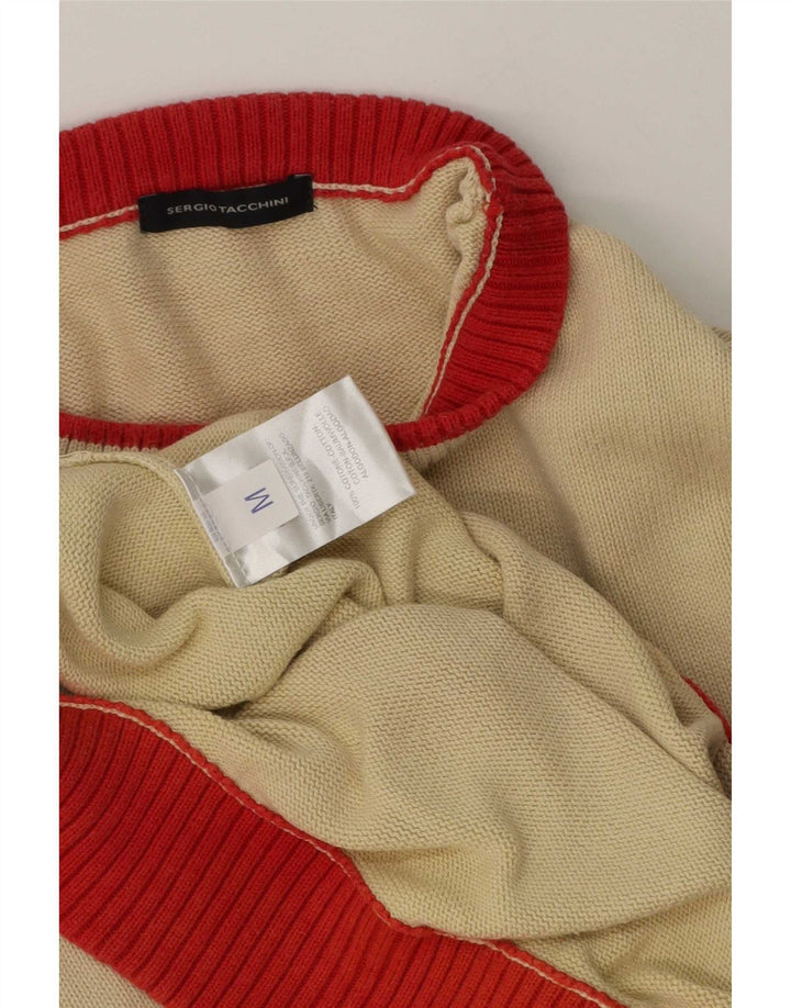 Sergio Tacchini Herren-Pullover mit Rundhalsausschnitt, mittelbeige Baumwolle