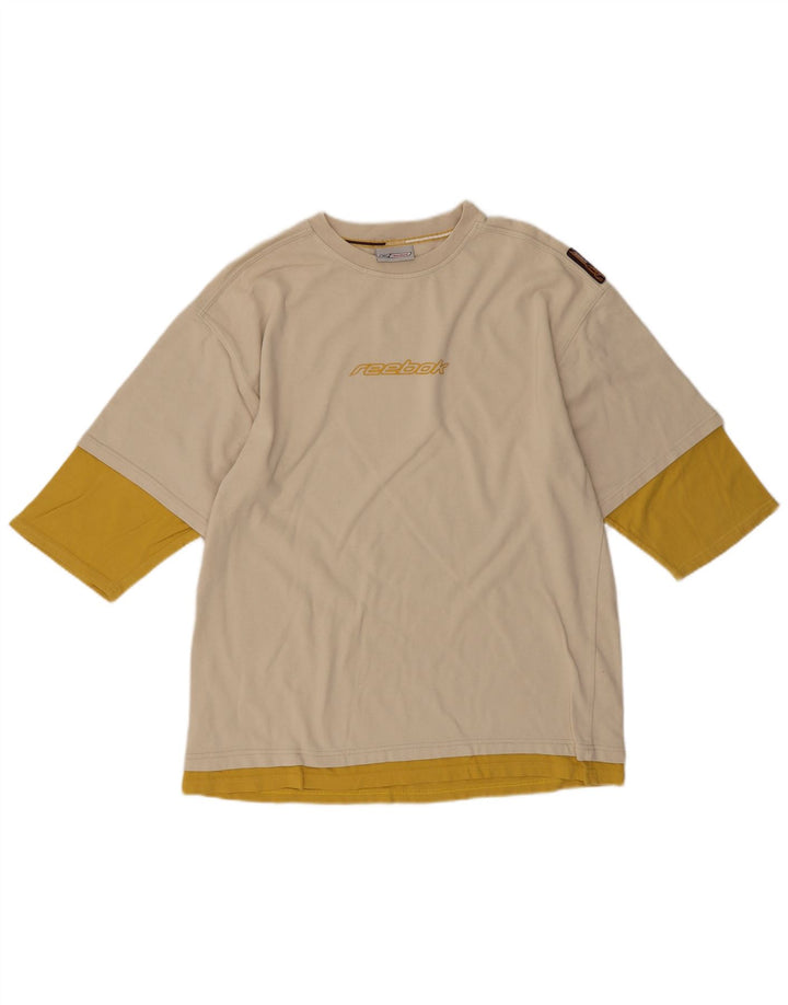 REEBOK Herren Grafik-T-Shirt-Oberteil Mittelbeige Farbblock