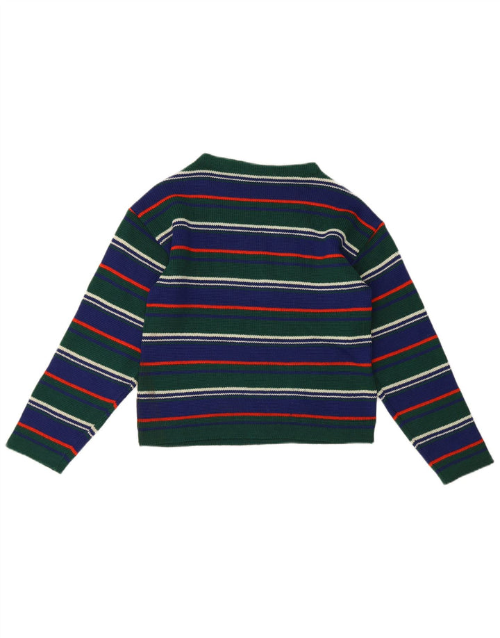 Vintage Damen Rollkragenpullover IT 42 Mittelgrün gestreift