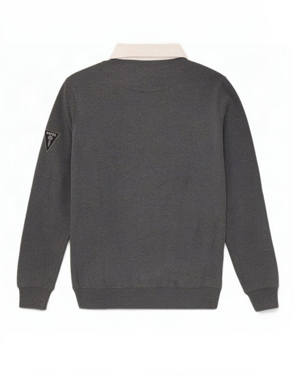 Superdry Mens Polo Neck Sweatshirt Jumper Small Grey Colourblock Cotton