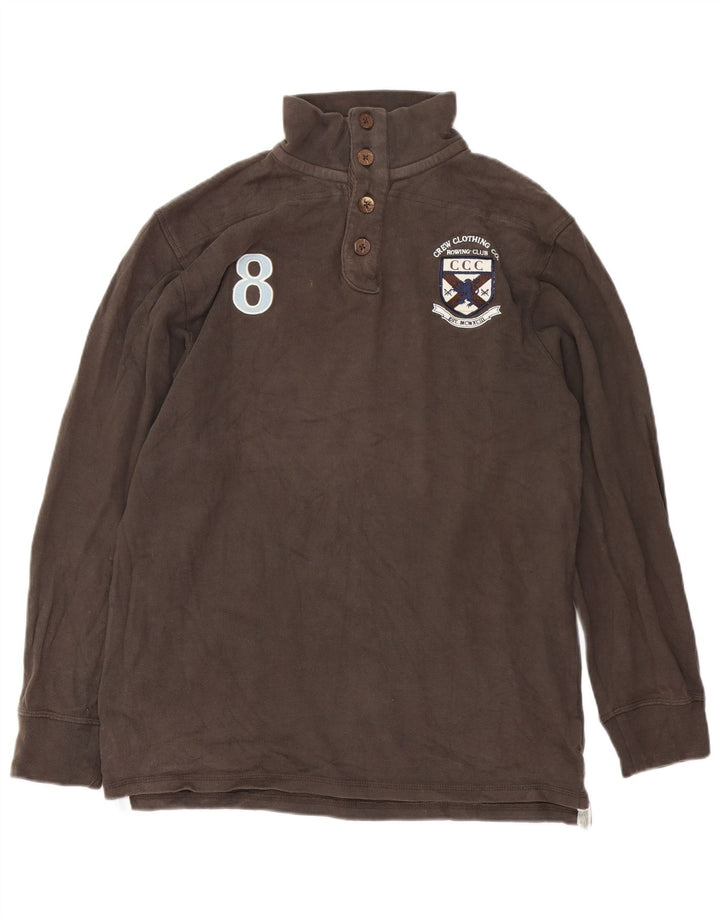 Crew Clothing Herren-Grafik-Oberteil, langärmelig, mittelbraune Baumwolle