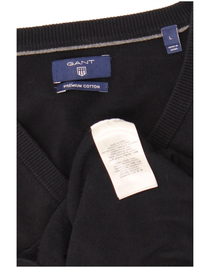 Gant Herren-Pullover mit V-Ausschnitt, groß, marineblaue Baumwolle