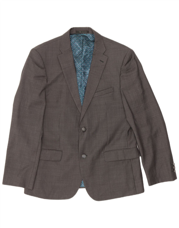 Ted Baker Herren-Blazer, kurz, mit 2 Knöpfen, UK 40, Größe L, graue Wolle