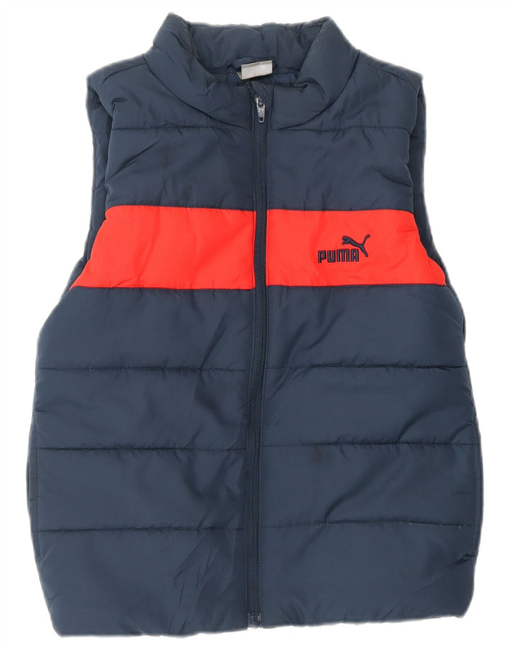 Puma Wattierte Weste für Jungen, 7–8 Jahre, marineblaues Farbblock-Polyester