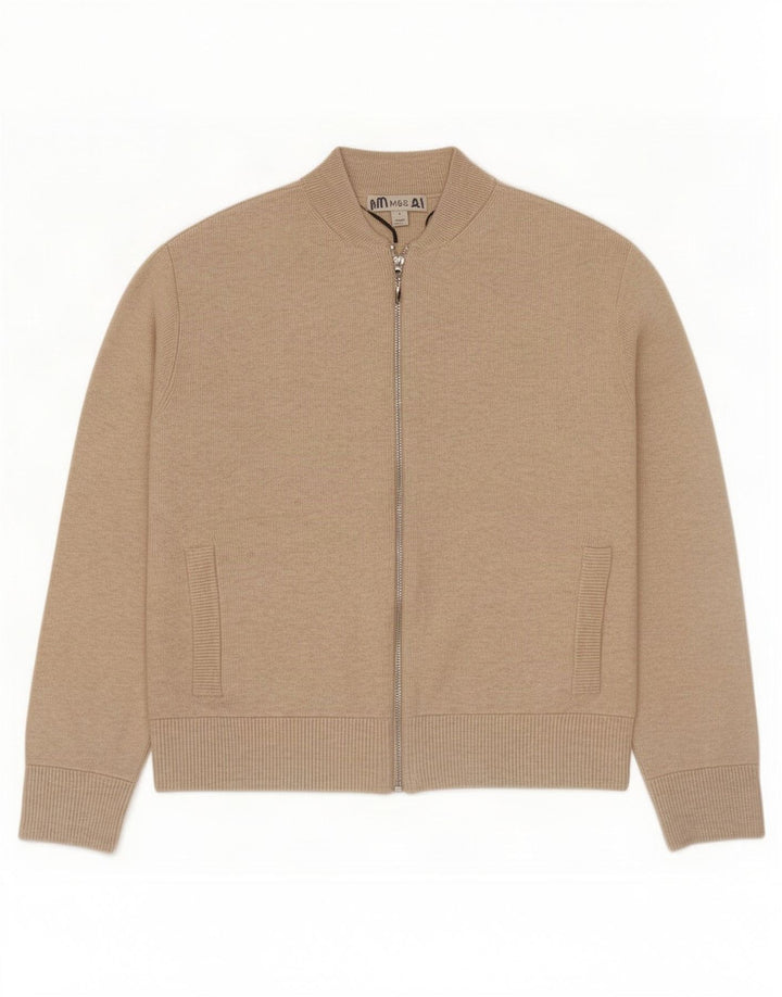 Marks & Spencer Damen Strickjacke Pullover UK 10 Small Beige Viskose