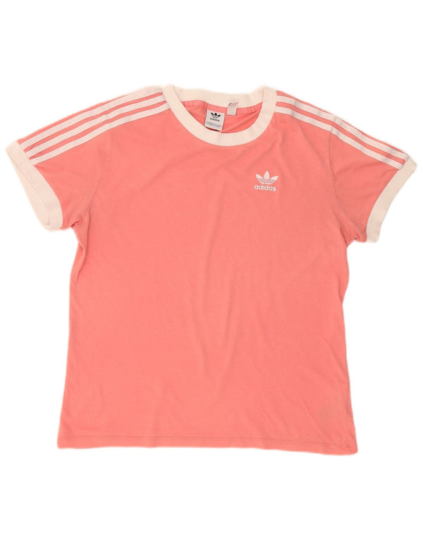 Adidas Damen Übergroßes T-Shirt Top UK 6 XS Pink Colourblock Baumwolle