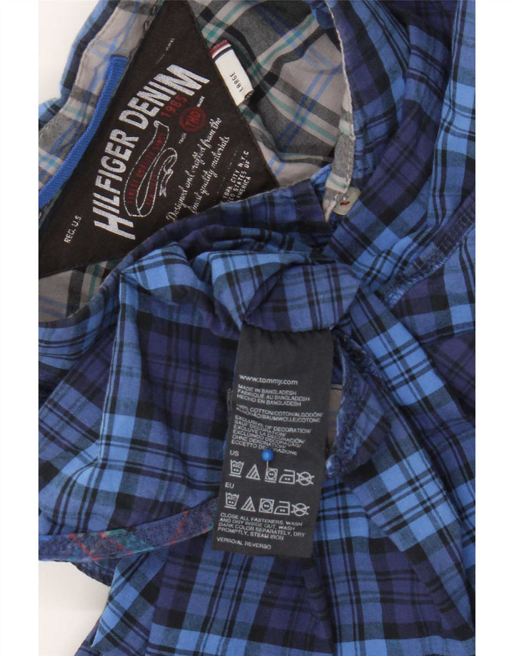 Tommy Hilfiger Herrenhemd, groß, blau kariert, Baumwolle