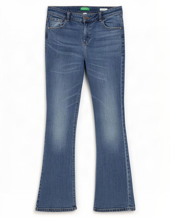 Benetton Mädchen Bonnie Flared Jeans 13–14 Jahre 3XL W28 L79 Blaue Baumwolle