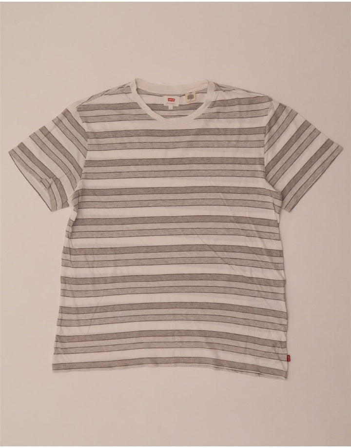 Levi's Herren-T-Shirt-Oberteil, groß, grau gestreift, Baumwolle