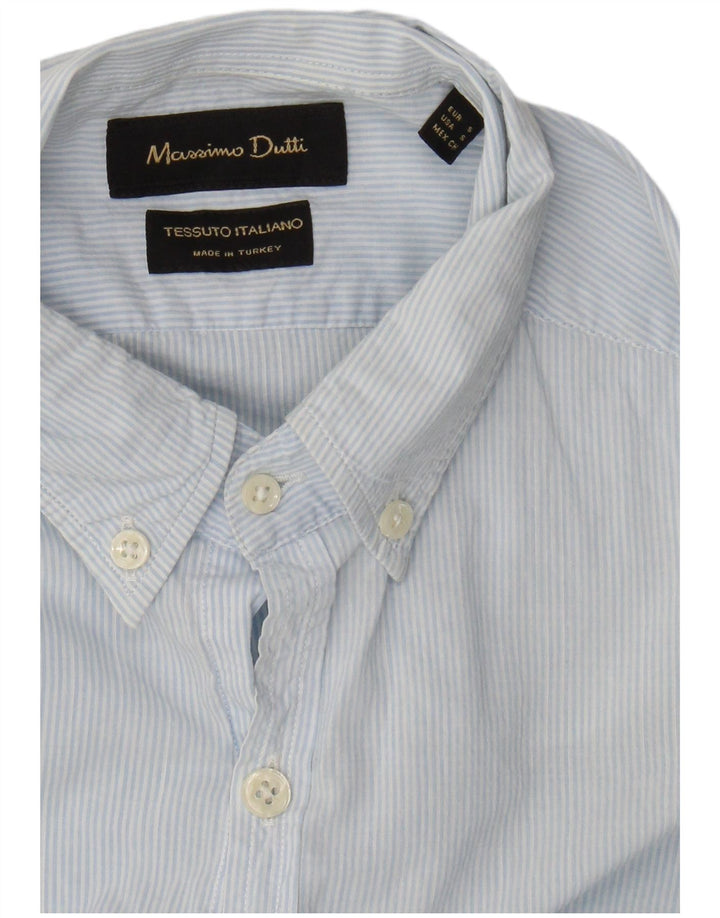 Massimo Dutti Herrenhemd, klein, blau, Nadelstreifen