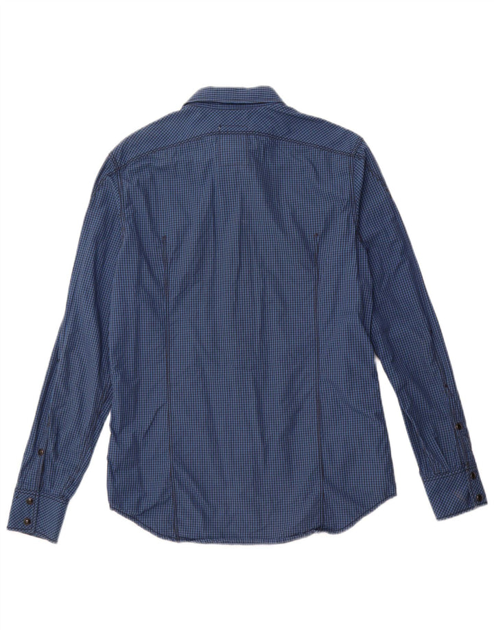 G-STAR Herrenhemd aus mittelblauer Gingham-Baumwolle in Marineblau