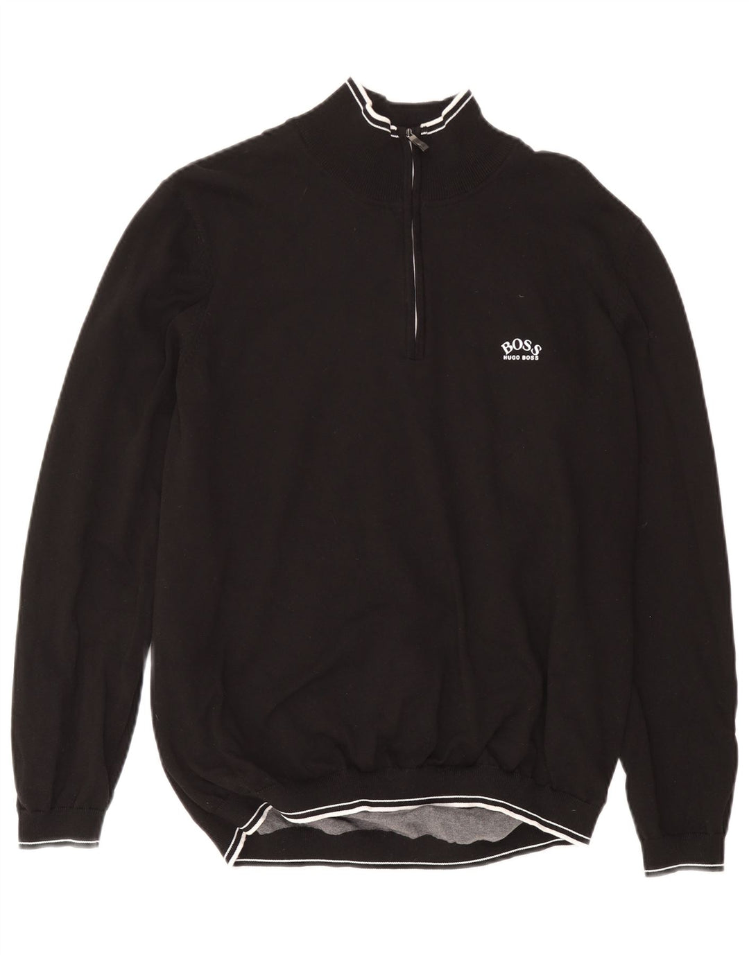 Hugo Boss Herren-Pullover mit Reißverschluss, 2XL, schwarze Baumwolle