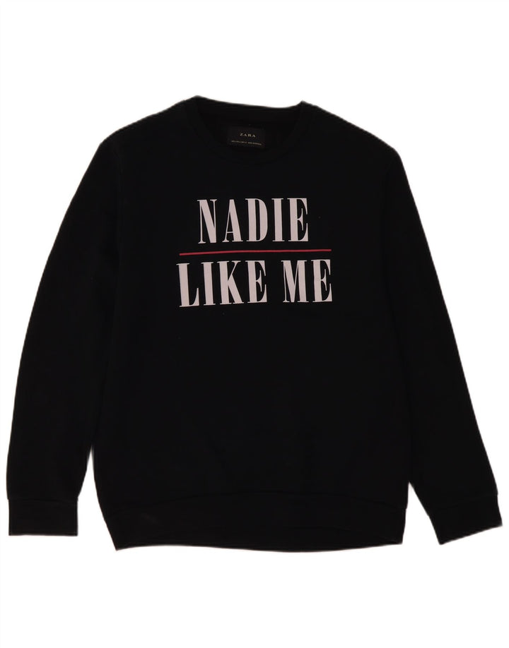 Zara Herren-Sweatshirt mit Grafik, Größe L, Schwarz