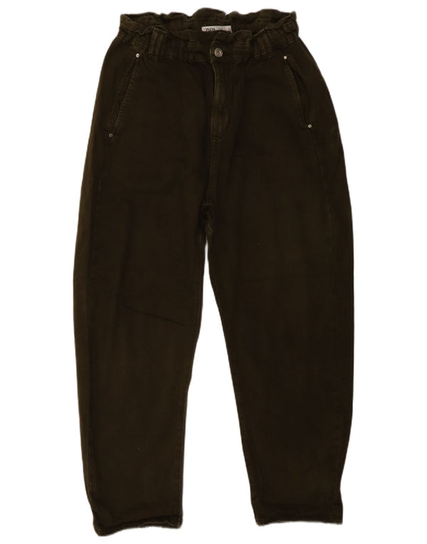 Zara Damen-Jeans, lockere Passform, hohe Taille, verkürzte Jeans, EU 40, Mittel, W30, L25, Khaki