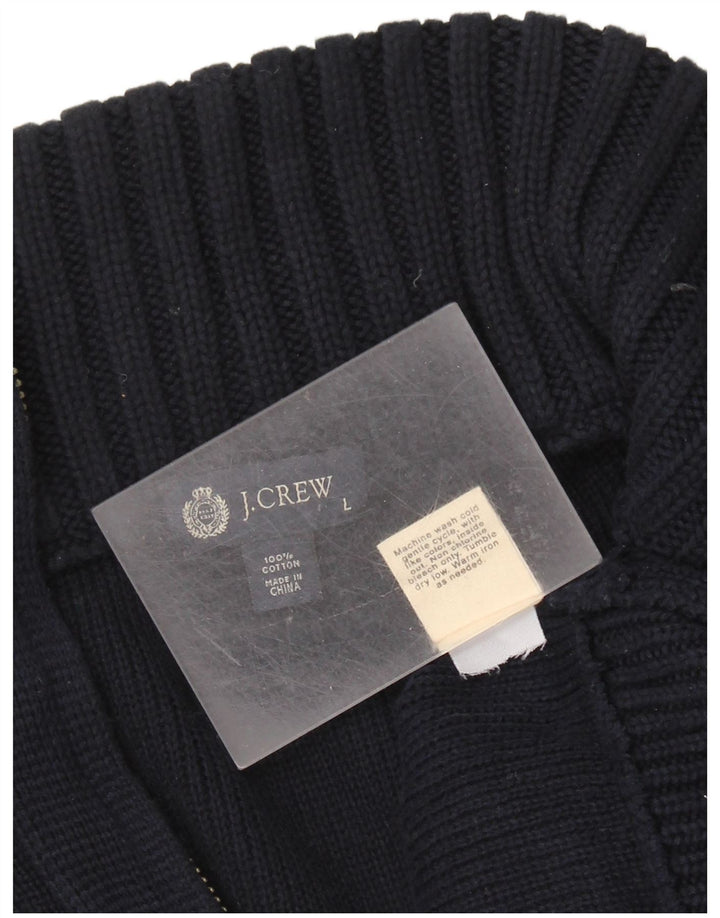 J. CREW Herren-Pullover mit Reißverschluss am Hals, groß, marineblaue Baumwolle