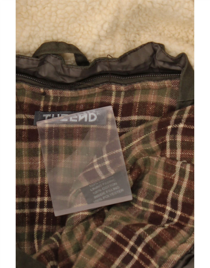 VINTAGE Herren-Parkajacke mit Kapuze, UK 40, große Khaki-Baumwolle