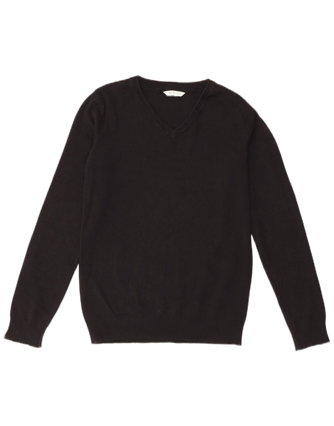 Marks & Spencer Jungen-Pullover mit V-Ausschnitt, 13–14 Jahre, schwarze Baumwolle