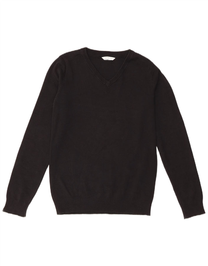 Marks & Spencer Jungen-Pullover mit V-Ausschnitt, 13–14 Jahre, schwarze Baumwolle