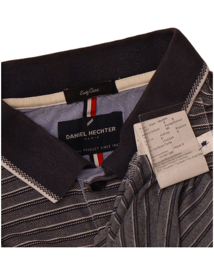 DANIEL HECHTER Herren-Poloshirt, pflegeleicht, groß, grau gestreift, Baumwolle