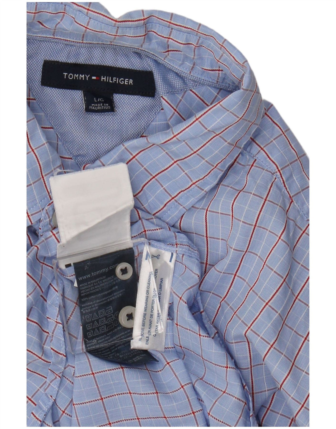 Tommy Hilfiger Herrenhemd, groß, blau kariert, Baumwolle