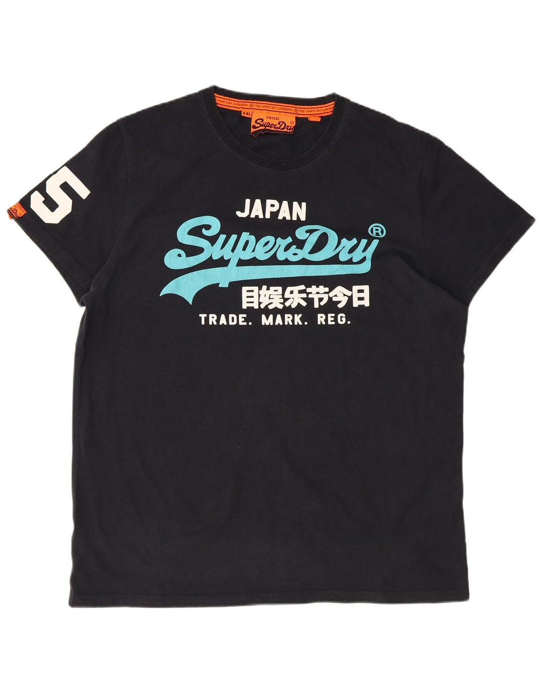 Superdry Herren Grafik-T-Shirt-Oberteil 2XL aus schwarzer Baumwolle