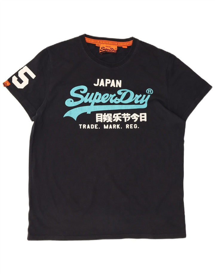 Superdry Herren Grafik-T-Shirt-Oberteil 2XL aus schwarzer Baumwolle