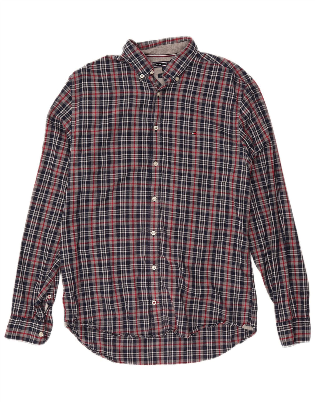 TOMMY HILFIGER Herrenhemd Medium Navy Blue Check Baumwolle