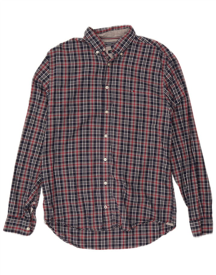 TOMMY HILFIGER Herrenhemd Medium Navy Blue Check Baumwolle