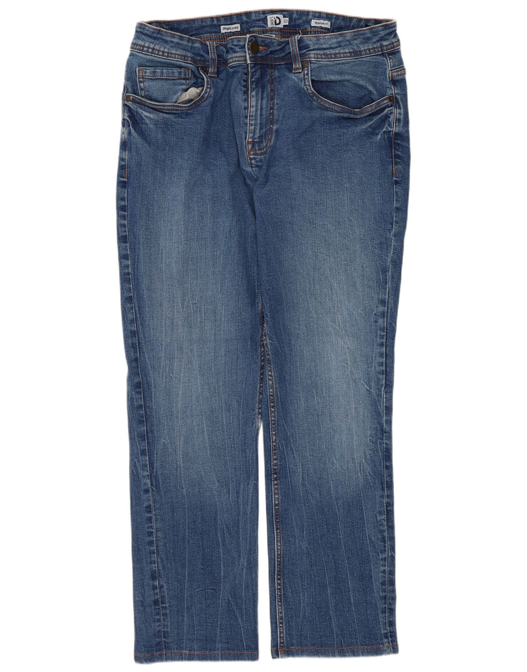 DACK'S Damen Mid Rise Regular Straight Jeans IT 50 XL W32 L27 Blau