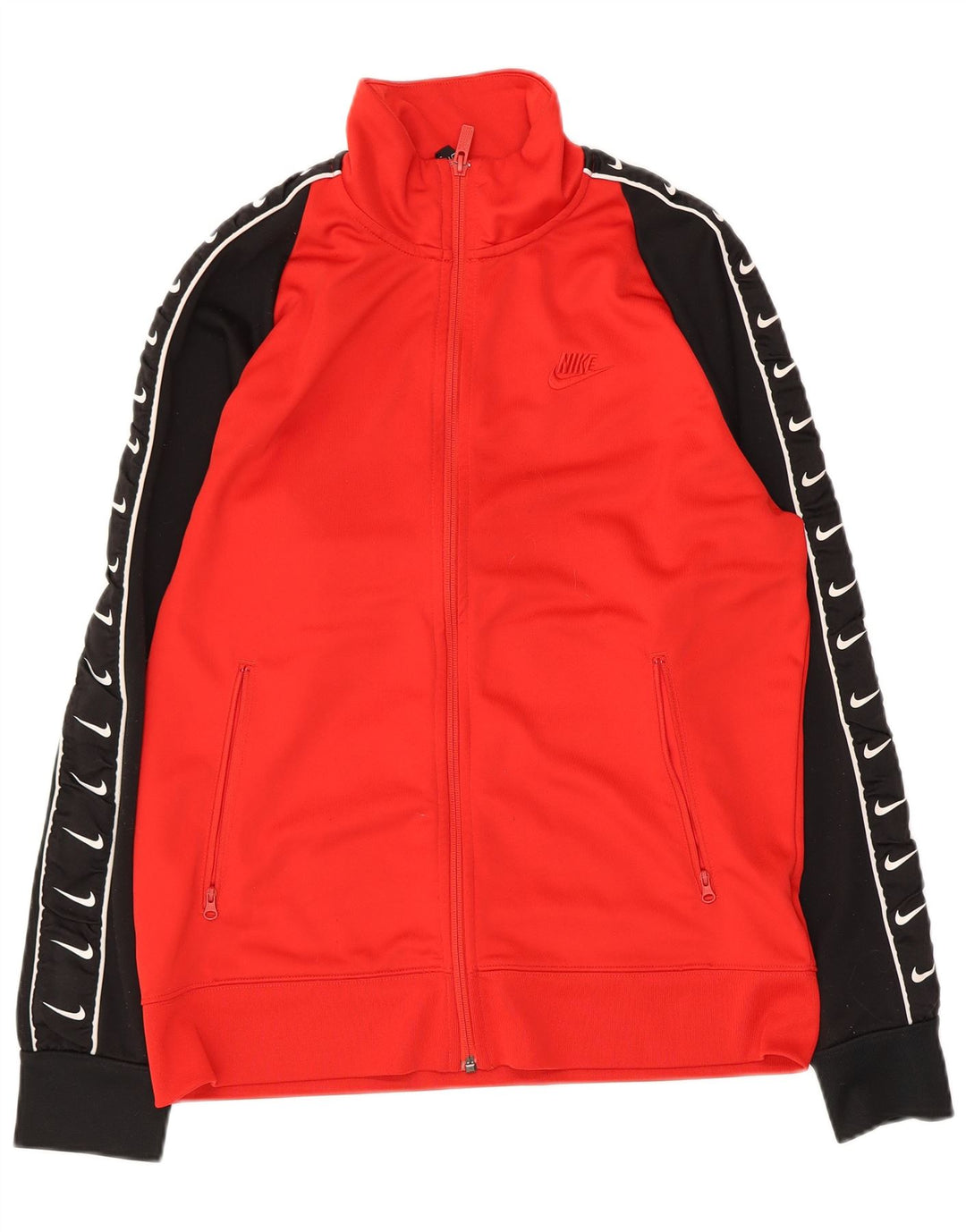 Nike Herren-Trainingsanzugoberteil mit Grafik, Mittelrotes Farbblock-Polyester