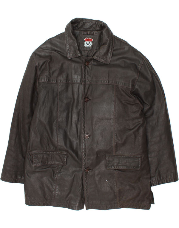 ROUTE 66 Herren Ledermantel UK 46 3XL Schwarzes Leder