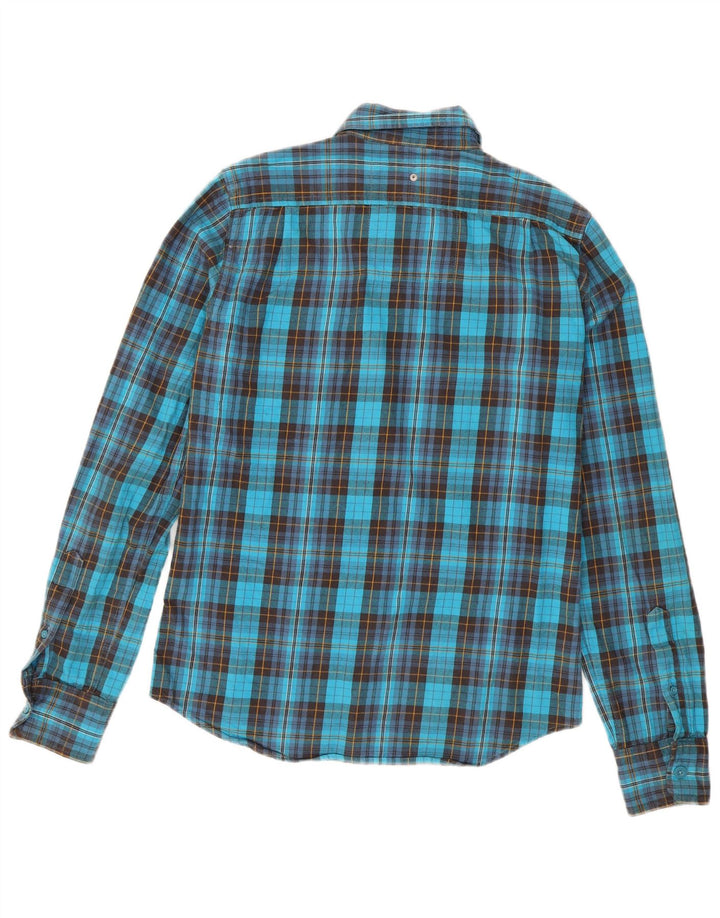 Superdry Herren-Flanellhemd aus mittelblau karierter Baumwolle