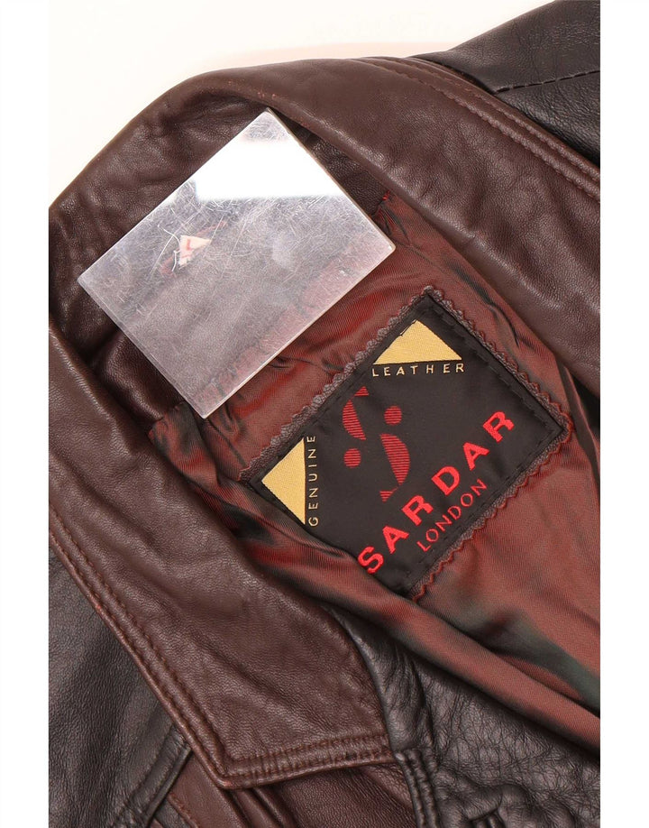 Sardar Damen Übergroßer Ledermantel UK 16 Large Braun