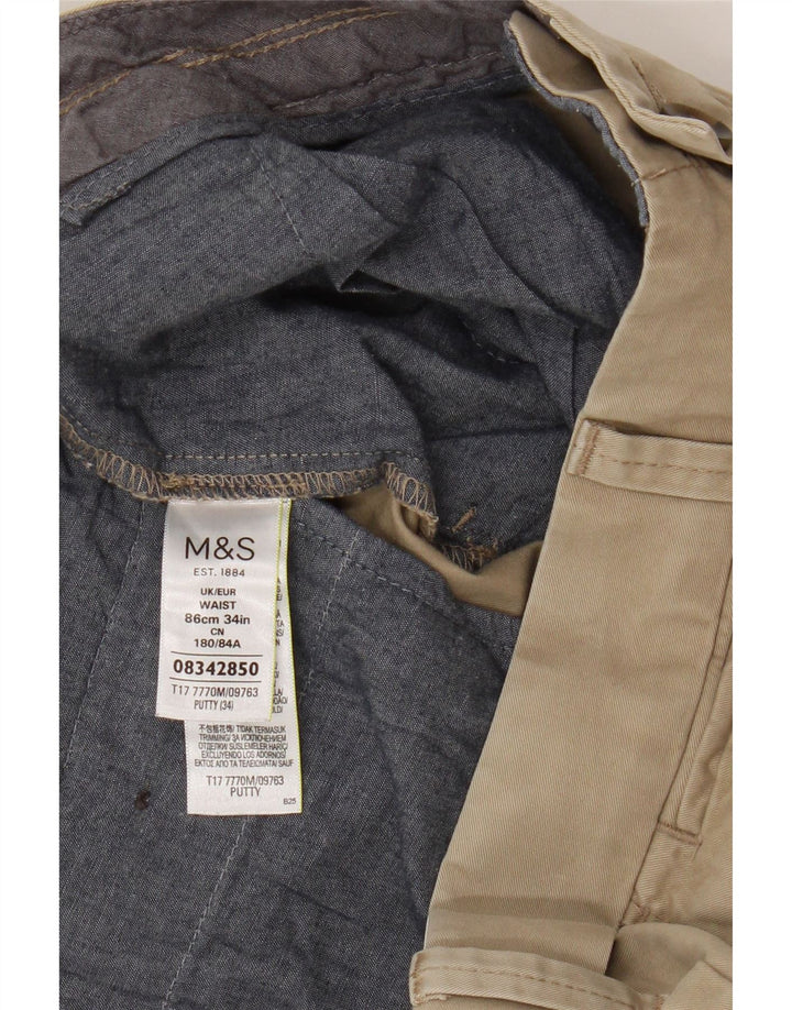 Marks & Spencer Herren-Chinoshorts W34, Größe L, Beige, Baumwolle