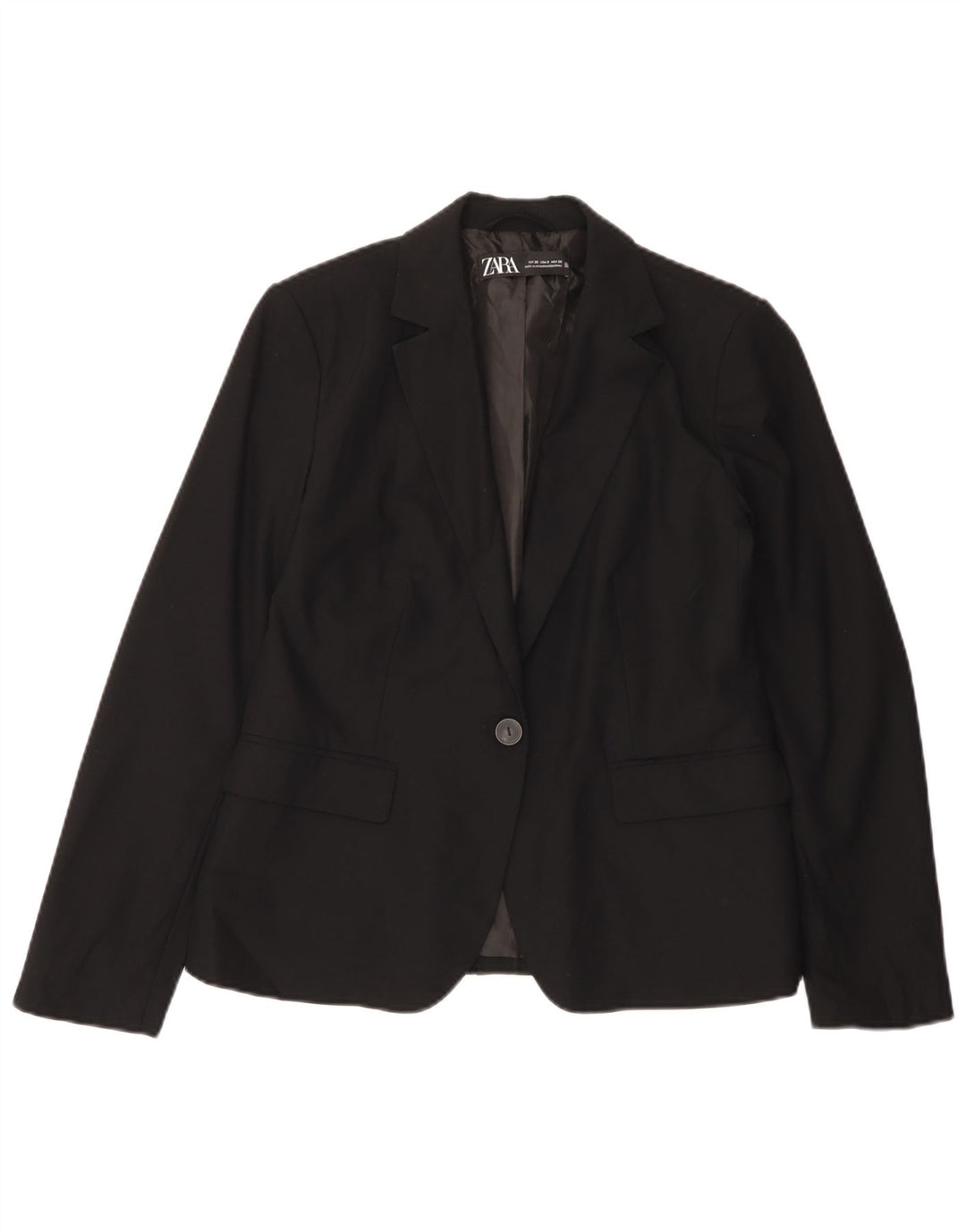 Zara Damen 1-Knopf-Blazerjacke EU 38 Small Schwarz Polyester