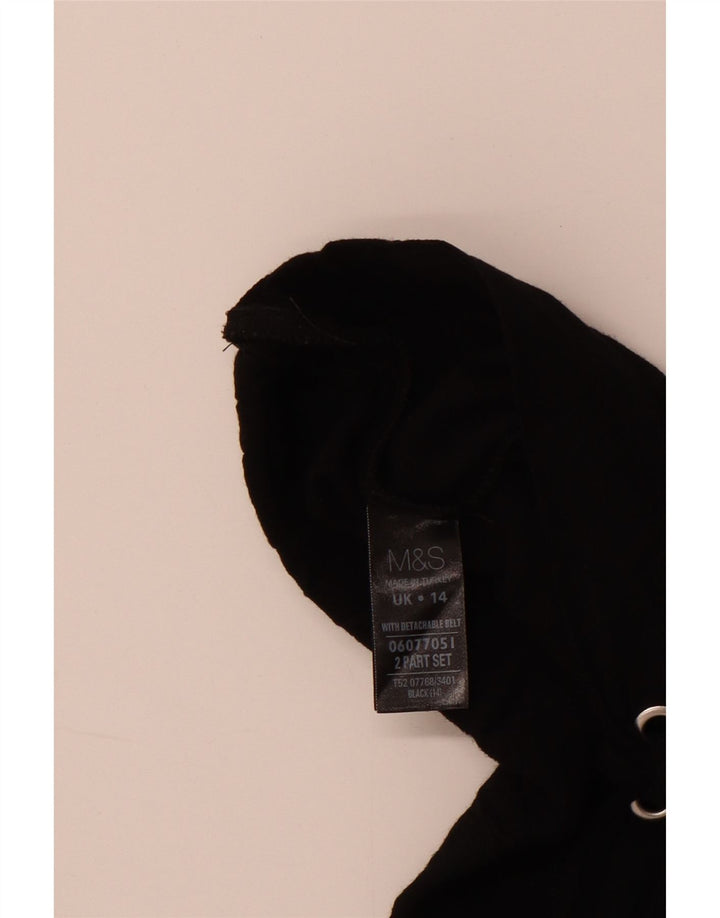 Marks & Spencer Damen-Hose mit weitem Bein, UK 14, Größe L W32 L29, schwarze Viskose