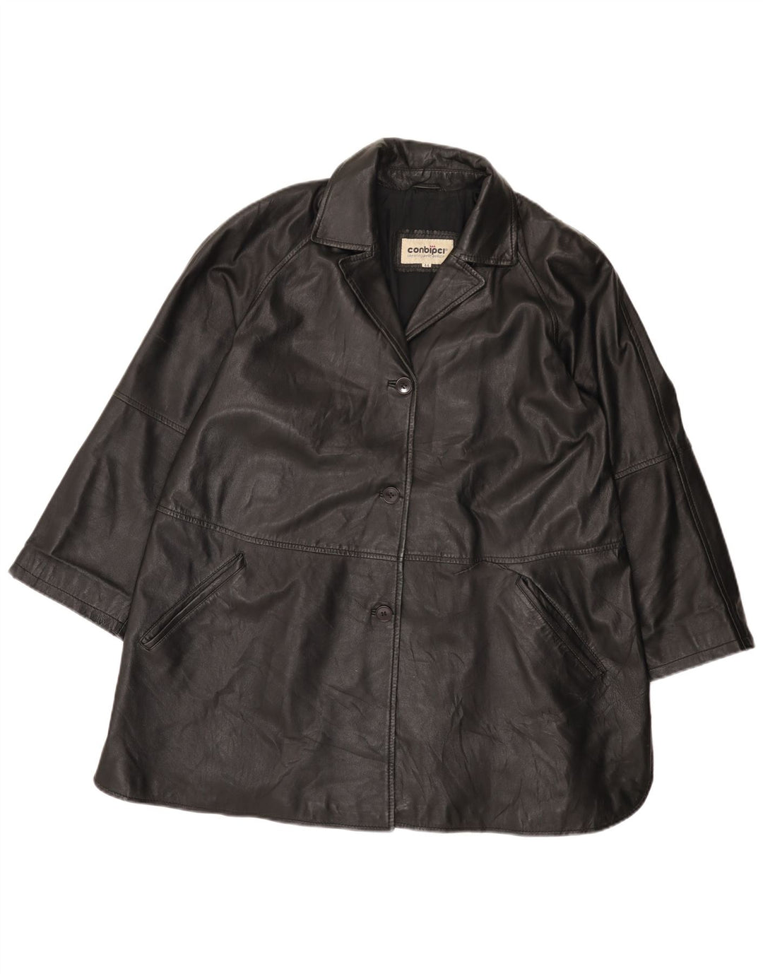 Conbipel Damen Lederjacke IT 44 Mittelschwarzes Leder