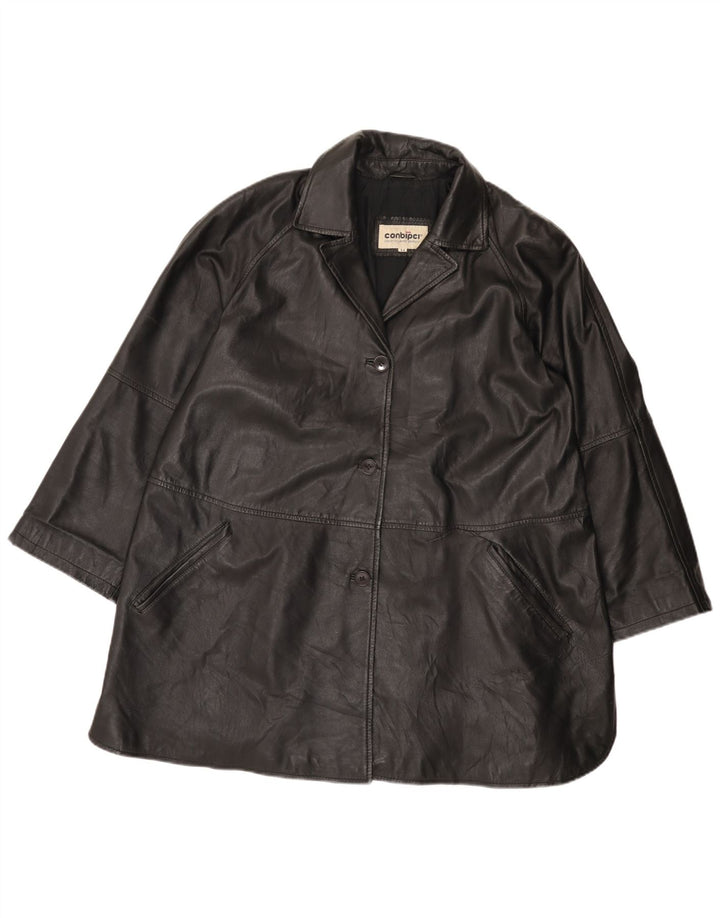 Conbipel Damen Lederjacke IT 44 Mittelschwarzes Leder