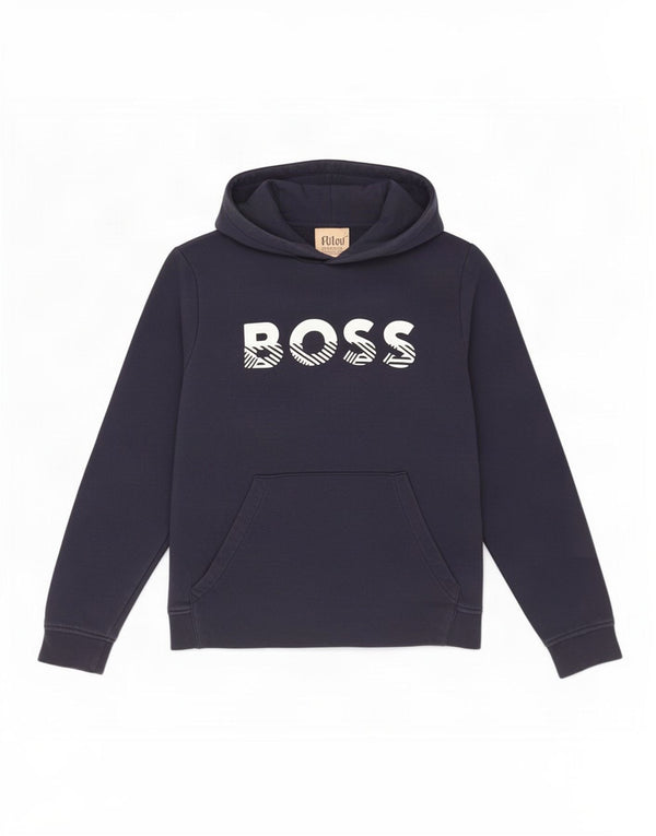 Hugo Boss Kapuzenpullover mit Grafik für Jungen, 8–9 Jahre, marineblaue Baumwolle