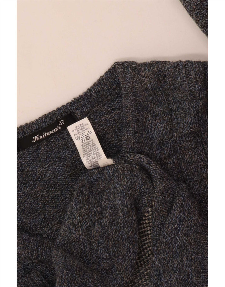 St. Bernard Herren-Pullover mit V-Ausschnitt, großes blaues geometrisches Acryl