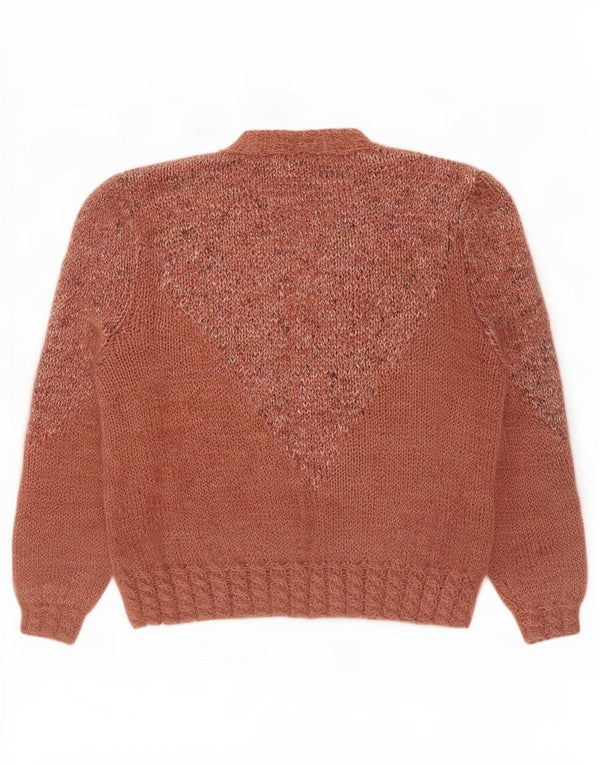 Vintage Damen Übergroßer offener Cardigan Pullover UK 18 XL Rosa meliert
