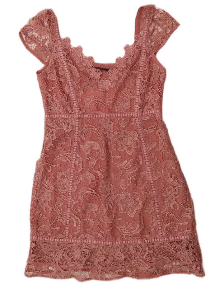 Guess Damen Etuikleid UK 12 Mittelrosa Blumenmuster Polyester