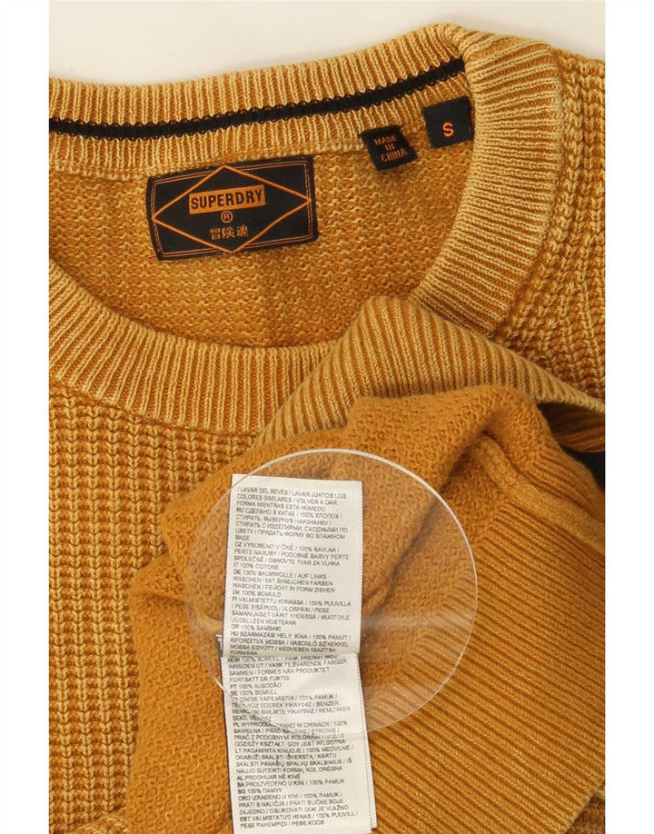 Superdry Herren-Pullover mit Rundhalsausschnitt, Größe S, gelbe Baumwolle