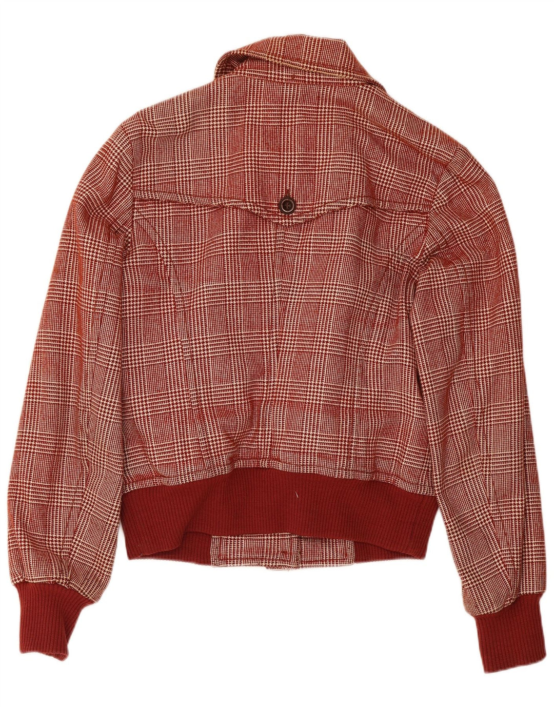 Sisley Damen Bomberjacke UK 6 XS Burgunderrote Hahnentrittwolle