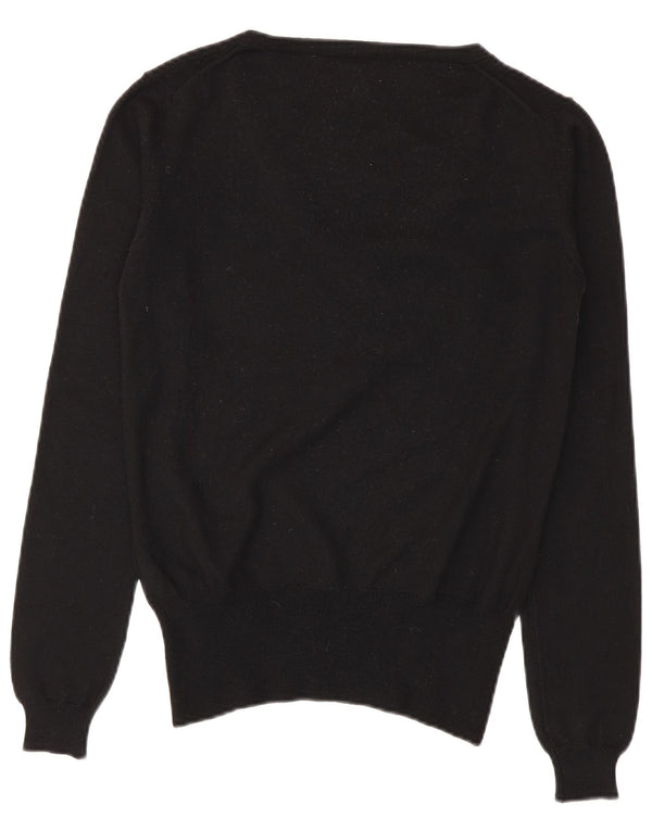 Calvin Klein Damen-Pullover mit V-Ausschnitt, UK 16, Größe L, schwarze Schurwolle