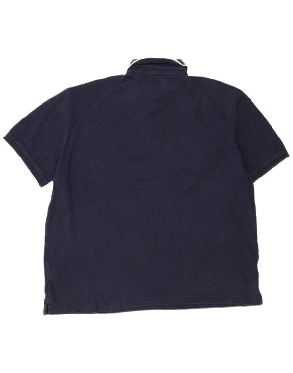 Tommy Hilfiger Herren Poloshirt XL Marineblau gestreift aus Baumwolle