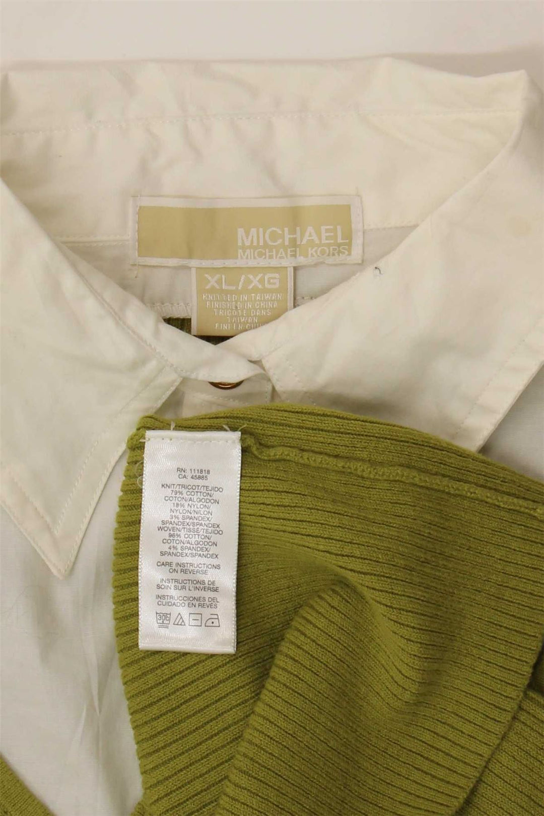 MICHAEL KORS Womens Blouse Top UK 18 XL Green Cotton