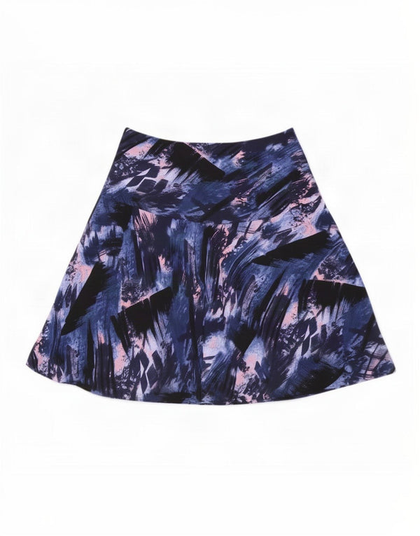 Marks & Spencer A-Linien-Rock mit abstraktem Muster für Damen, UK 12, Mittel W32, Blau