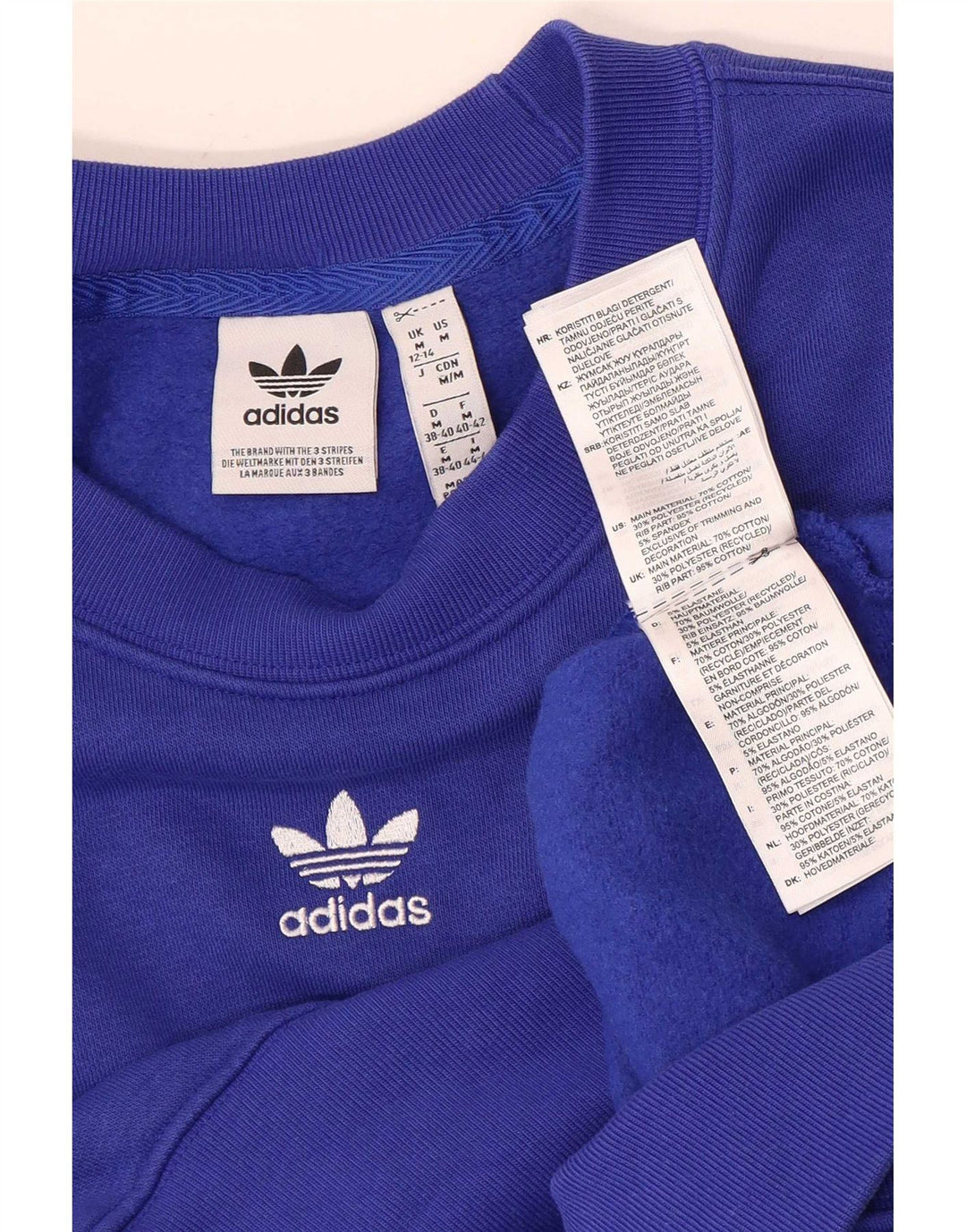 Adidas Damen Übergroßer Sweatshirt-Pullover UK 12/14 Mittelblaue Baumwolle