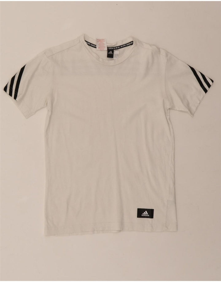 ADIDAS Boys T-Shirt Top 11-12 Years White Cotton Vintage Adidas and Second-Hand Adidas from Messina Hembry 